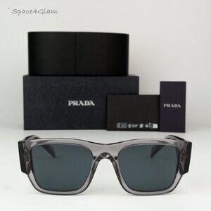 BRAND NEW Prada PR10ZS 16Z70B Transparent Asphalt Grey Square Unisex Sunglasses